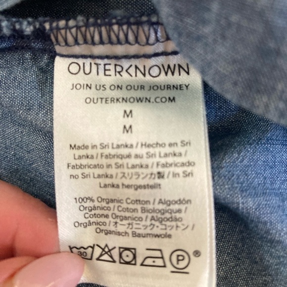 Outerknown Benson Chambray Denim Organic Cotton Jumpsuit $188 Shortall Blue M - Picture 8 of 11